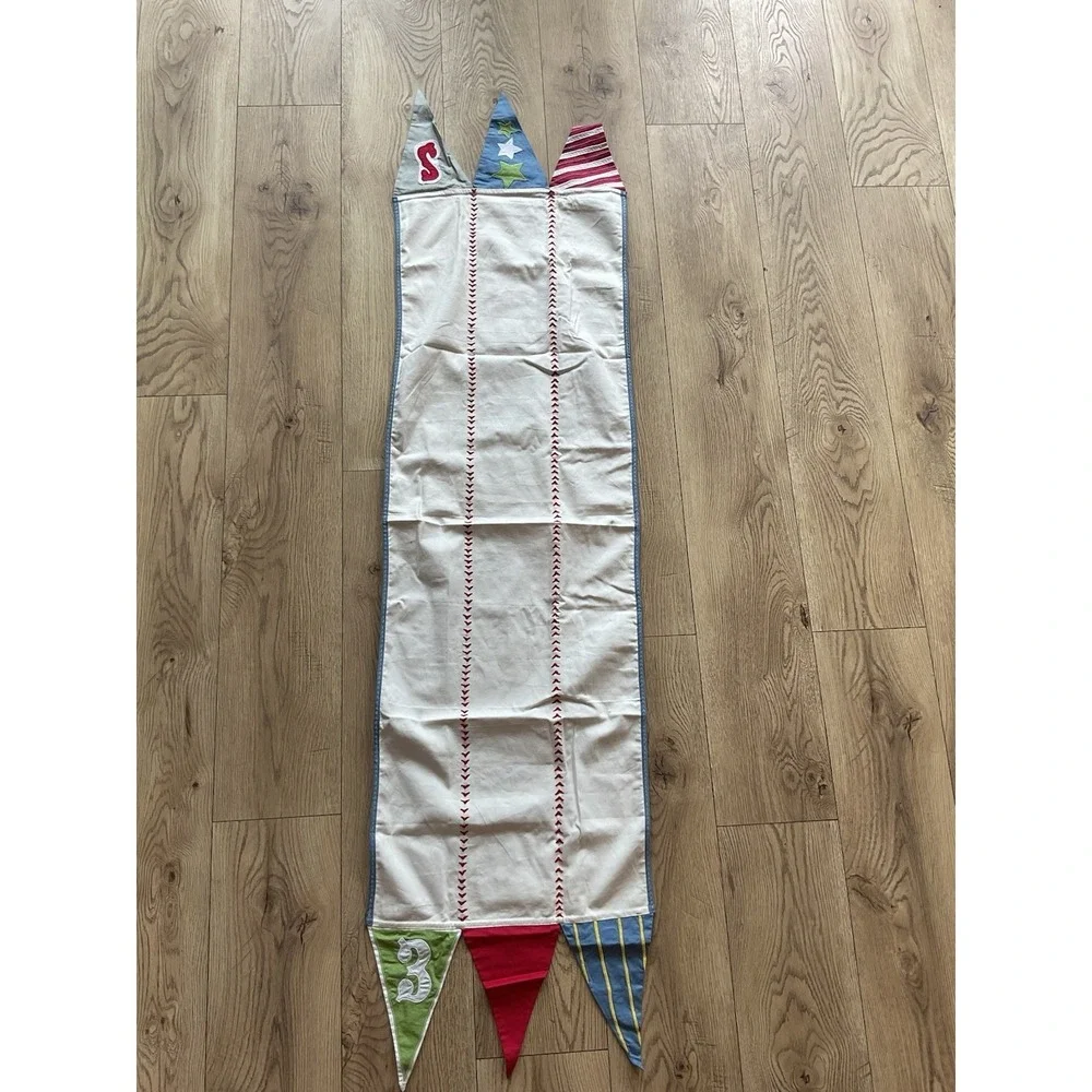 Pottery Barn Kids Baseball Pennant Sports Themed Table Runner 70x17  100% Cotton